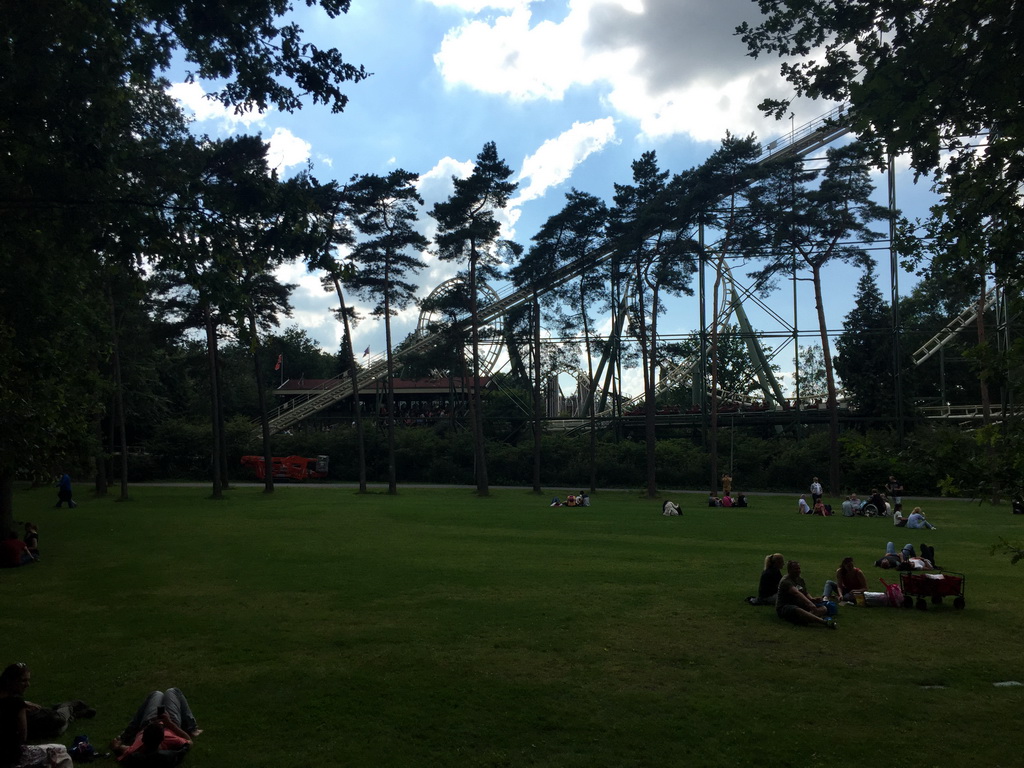 The Joris en de Draak rollercoaster at the Ruigrijk kingdom, viewed from the train