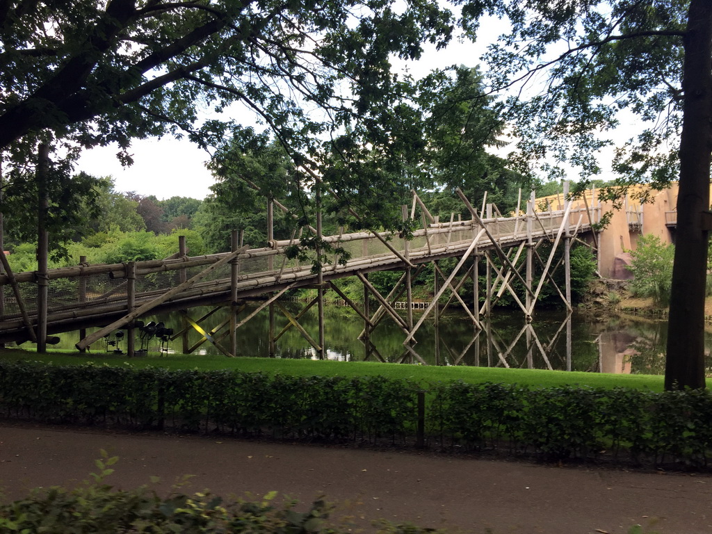 Bridge to the Piraña attraction at the Anderrijk kingdom, viewed from the train