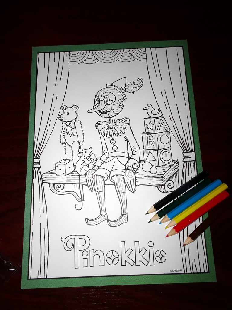 Pinocchio coloring page at the Pinokkio restaurant at the Anderrijk kingdom