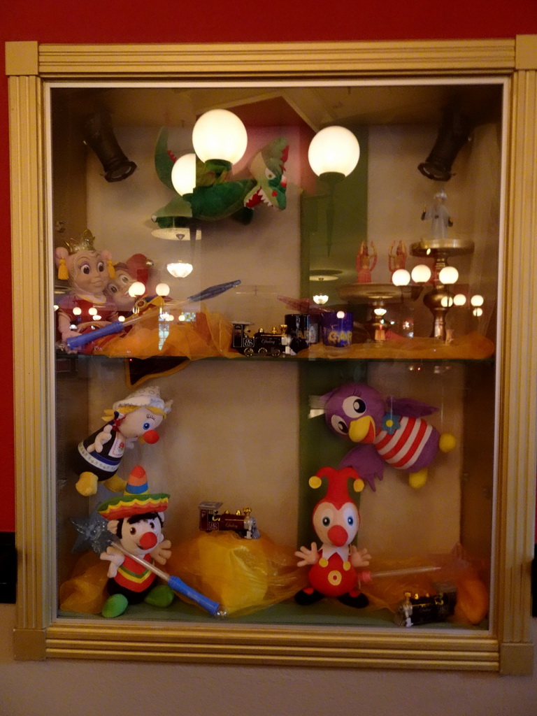 Showcase with Carnaval Festival items at the foyer of the Efteling Theatre at the Anderrijk kingdom