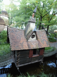 The Lijn`s Zweefhuys building at the Laafland attraction at the Marerijk kingdom, viewed from the monorail