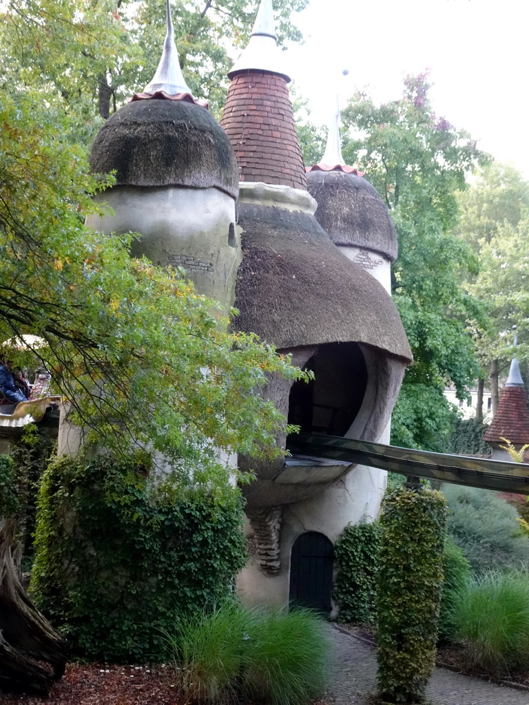 The Lavelhuys building at the Laafland attraction at the Marerijk kingdom, viewed from the monorail