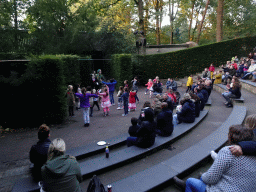 Actor with hand puppet during the Sprookjesboom Show at the Open-air Theatre at the Fairytale Forest at the Marerijk kingdom