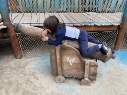 Max on a cannon at the Nest! play forest at the Ruigrijk kingdom