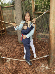 Miaomiao and Max on a rope bridge at the Nest! play forest at the Ruigrijk kingdom