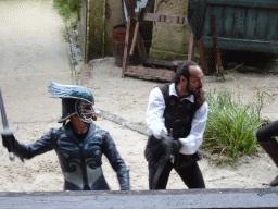 Actors on the stage of the Raveleijn theatre at the Marerijk kingdom, during the Raveleijn Parkshow