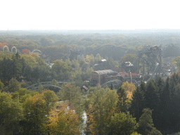 The Python, Baron 1898, Vliegende Hollander and Joris en de Draak attractions at the Ruigrijk kingdom, viewed from the Pagoda attraction at the Reizenrijk kingdom