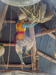 Statue of Sindbad hanging from the ceiling of the Sirocco attraction at the Reizenrijk kingdom