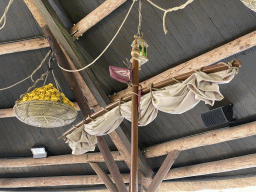 Basket hanging from the ceiling and ship`s mast at the Sirocco attraction at the Reizenrijk kingdom