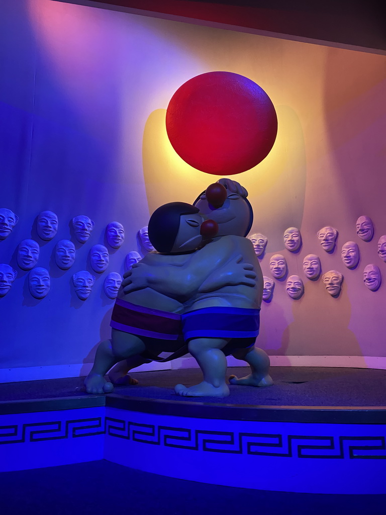 Sumo wrestlers at the Japanese scene at the Carnaval Festival attraction at the Reizenrijk kingdom