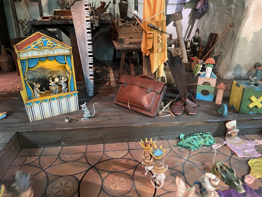 Interior of Geppetto`s House at the Pinocchio attraction at the Fairytale Forest at the Marerijk kingdom