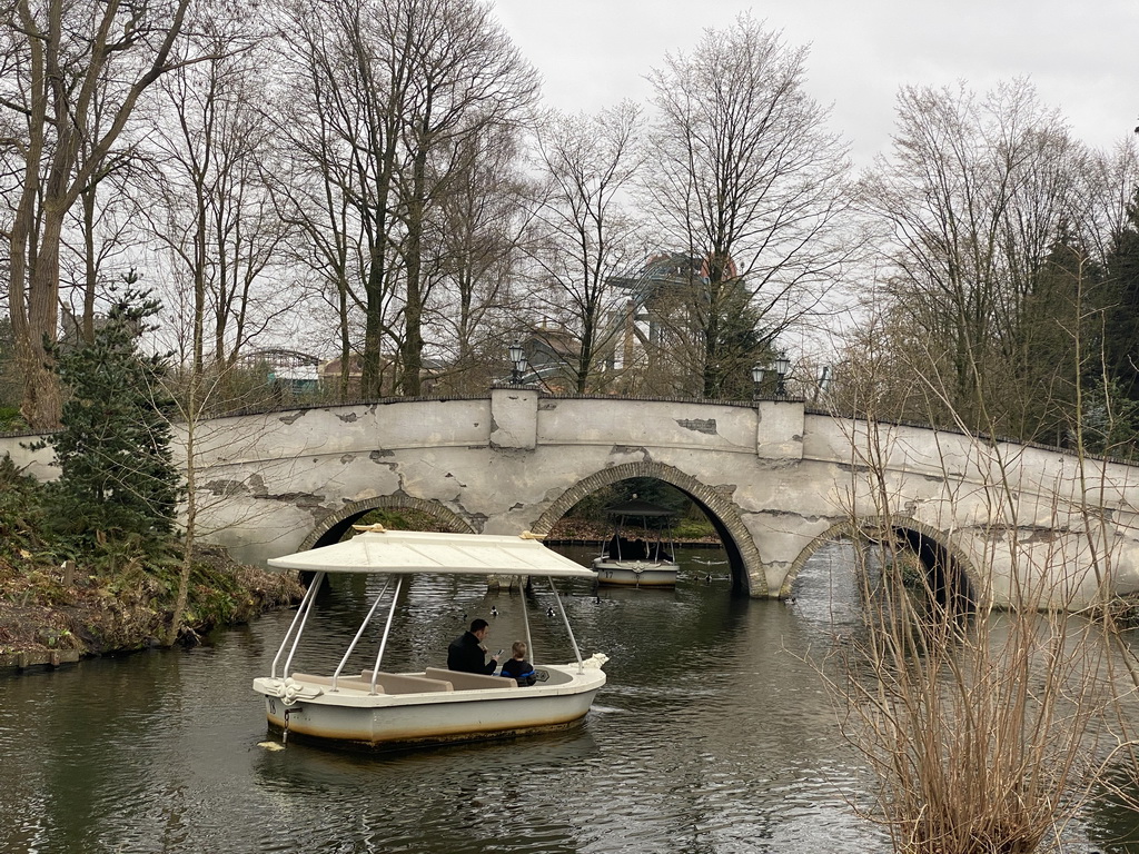 Gondolettas and bridge at the Gondoletta lake at the Reizenrijk kingdom