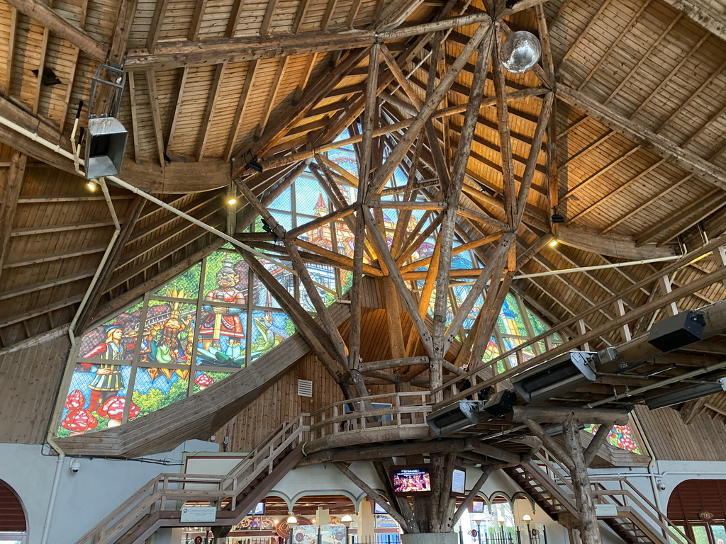 `Stained glass` drawings at the House of the Five Senses, the entrance to the Efteling theme park