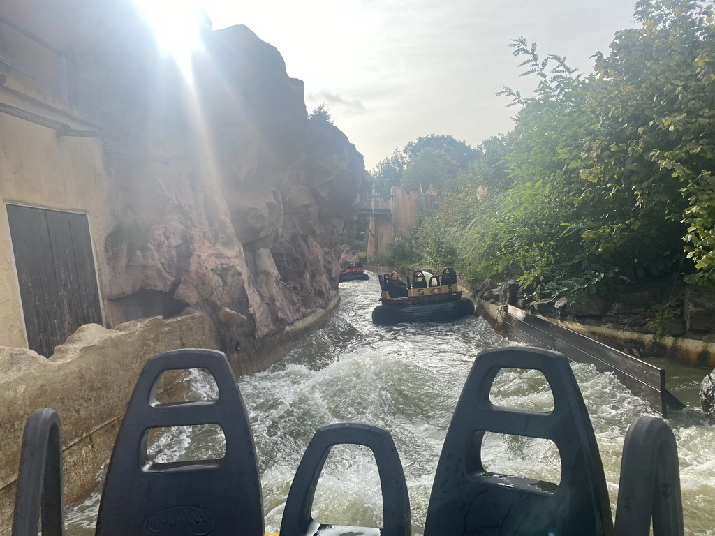 Boats at the Piraña attraction at the Anderrijk kingdom, viewed from our boat