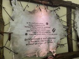 Goatskin with text at the waiting line for the Villa Volta attraction at the Marerijk kingdom