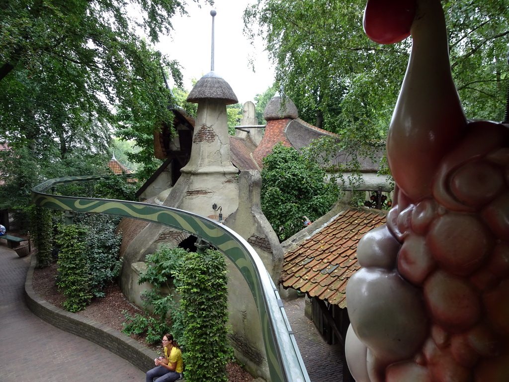 The Lal`s Brouwhuys building at the Laafland attraction at the Marerijk kingdom, viewed from the monorail