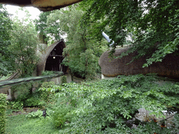 The Lal`s Brouwhuys and Leunhuys buildings at the Laafland attraction at the Marerijk kingdom, viewed from the monorail