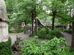 The Lavelhuys and Glijhuys buildings at the Laafland attraction at the Marerijk kingdom, viewed from the monorail