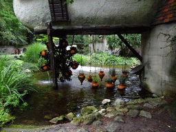 Water wheel at the Lal`s Brouwhuys building at the Laafland attraction at the Marerijk kingdom