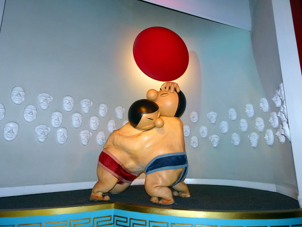 Sumo wrestlers at the Japanese scene at the Carnaval Festival attraction at the Reizenrijk kingdom