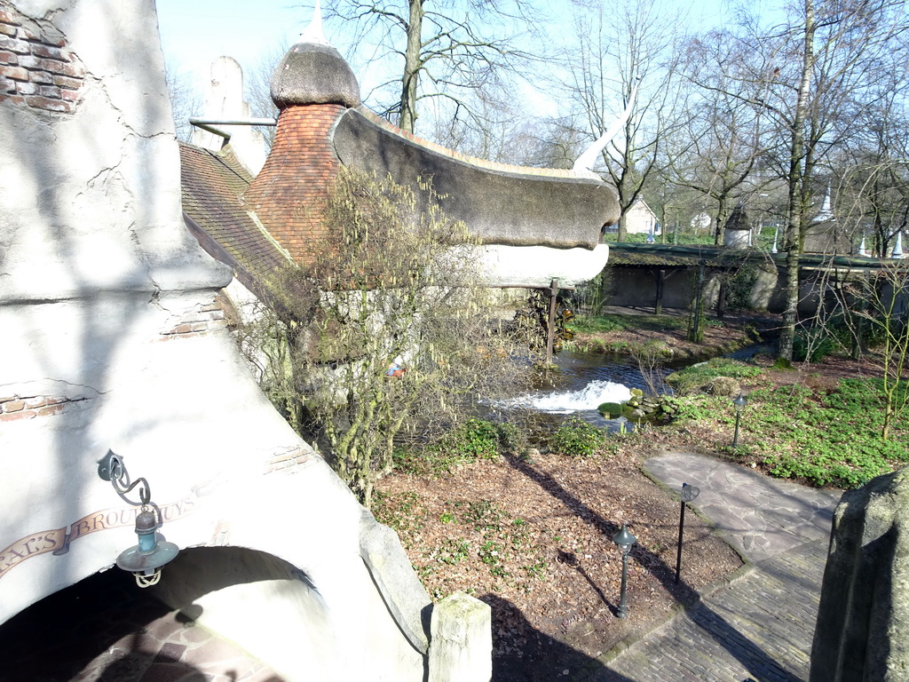 The Lal`s Brouwhuys building at the Laafland attraction at the Marerijk kingdom, viewed from the monorail