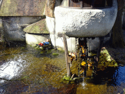 Water wheel at the Lal`s Brouwhuys building at the Laafland attraction at the Marerijk kingdom, viewed from the monorail