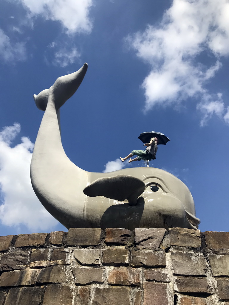 Statue of a whale at the Polka Marina attraction at the Ruigrijk kingdom