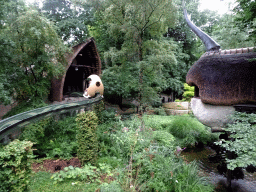 The Lal`s Brouwhuys and Leunhuys buildings at the Laafland attraction at the Marerijk kingdom, viewed from the monorail