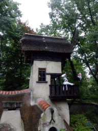 The Lariekoekhuys building at the Laafland attraction at the Marerijk kingdom, viewed from the monorail