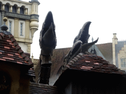 Dragon on the stage of the Raveleijn theatre at the Marerijk kingdom, during the Raveleijn Parkshow