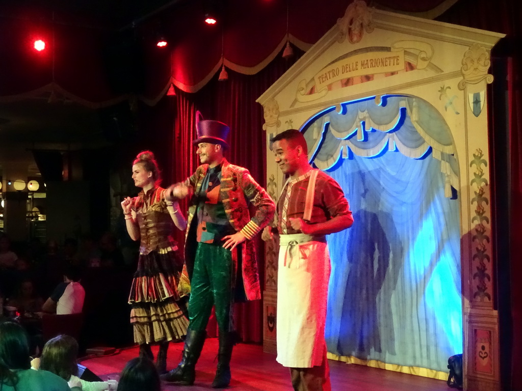 Show performers at Pinokkio`s restaurant at the Fantasierijk kingdom