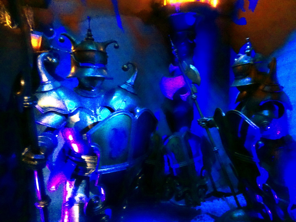 Knight`s armours in the Hidden Fantasy Depot in the Symbolica attraction at the Fantasierijk kingdom