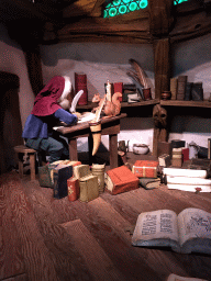 Writing gnome in a house at the Gnome Village attraction at the Fairytale Forest at the Marerijk kingdom