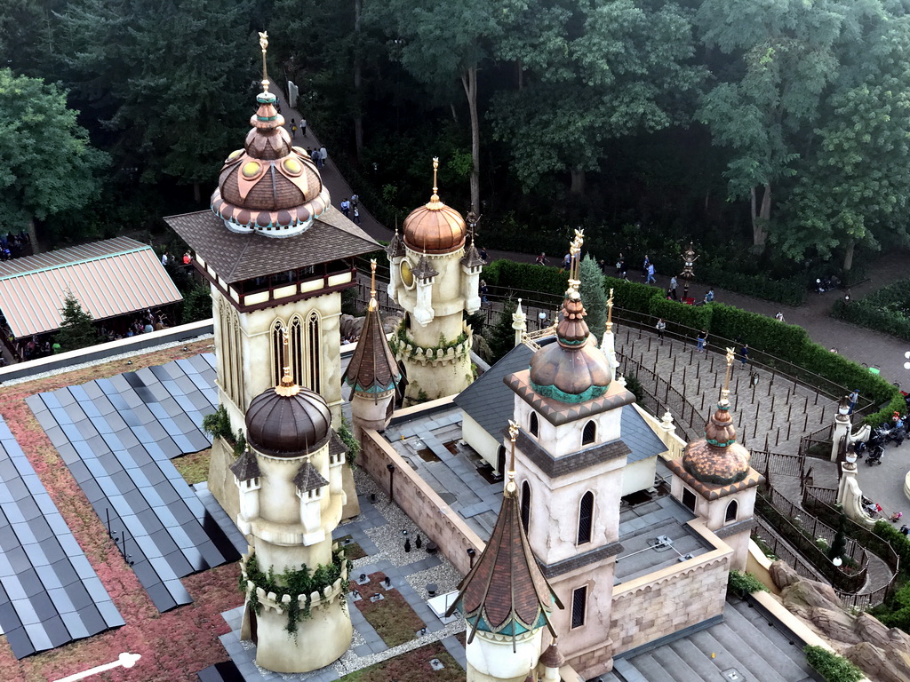 The Symbolica attraction of the Fantasierijk kingdom, viewed from the Pagode attraction at the Reizenrijk kingdom