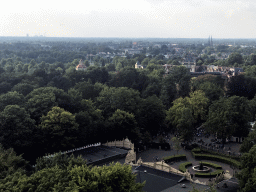 The Stoomcarrousel and Diorama attractions and the Raveleijn theatre at the Marerijk kingdom, viewed from the Pagode attraction at the Reizenrijk kingdom