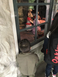 Max with the Seven Goats at the Wolf and the Seven Kids attraction at the Fairytale Forest at the Marerijk kingdom