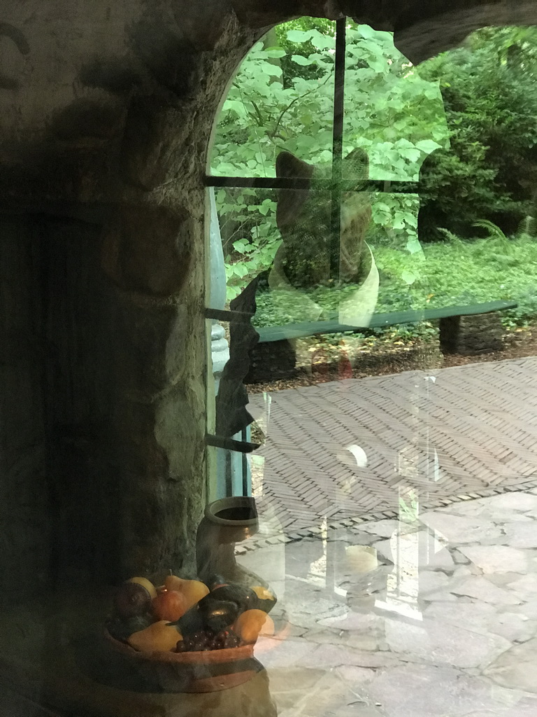 The Big Bad Wolf at the Wolf and the Seven Kids attraction at the Fairytale Forest at the Marerijk kingdom, viewed through the windows