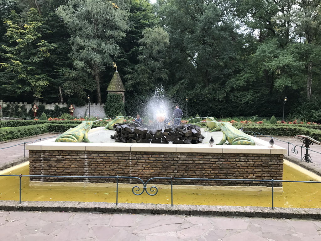 Fountain of the Frog King attraction at the Herautenplein square at the Fairytale Forest at the Marerijk kingdom