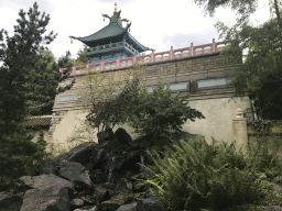 Waterfall in front of the Chinese Nightingale attraction at the Fairytale Forest at the Marerijk kingdom