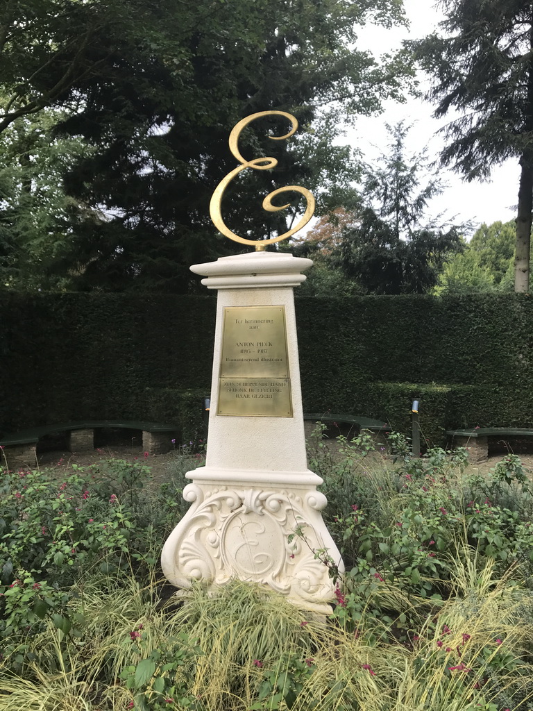 Memorial for Anton Pieck in the Garden of the Chinese Nightingale attraction at the Fairytale Forest at the Marerijk kingdom