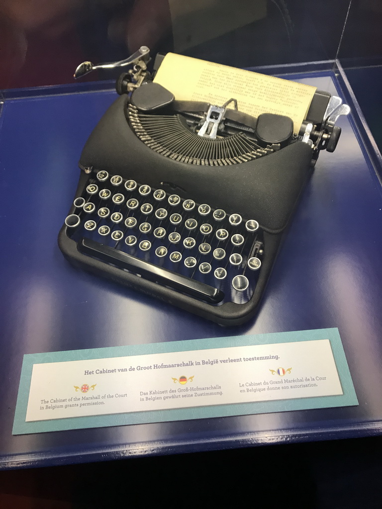 Typewriter with the letter from Belgium granting permission to build the Indian Water Lilies attraction, in the Efteling Museum at the Marerijk kingdom