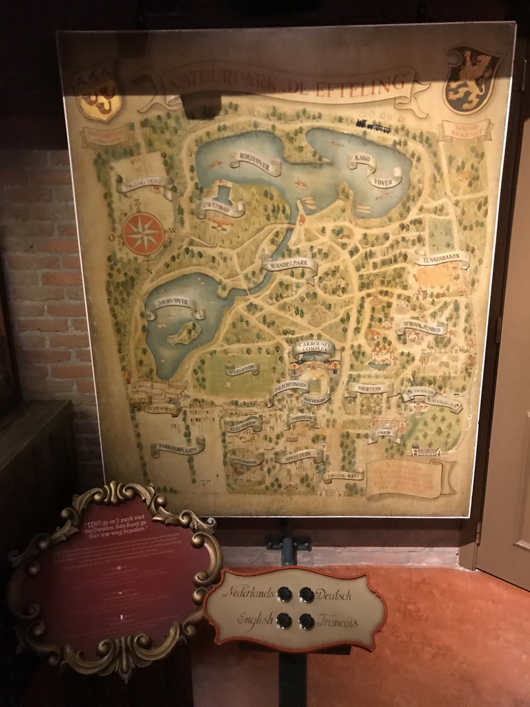 Old map of the Efteling theme park, in the Efteling Museum at the Marerijk kingdom