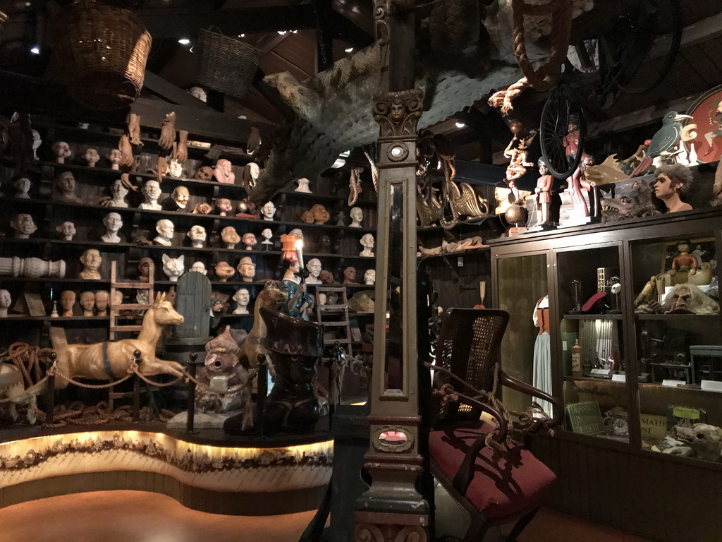 Statues, busts and other items from the Efteling theme park, in the Efteling Museum at the Marerijk kingdom