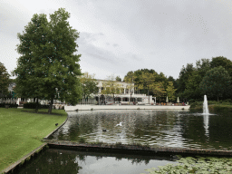 The Panorama restaurant and the Gondoletta lake at the Reizenrijk kingdom, viewed from the train