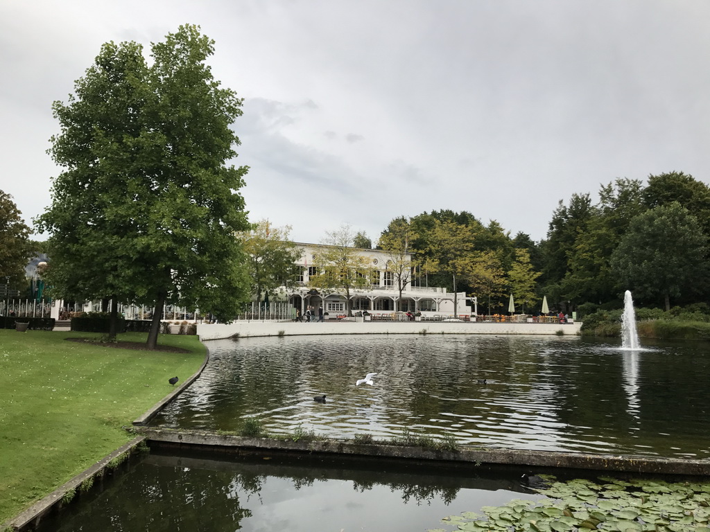 The Panorama restaurant and the Gondoletta lake at the Reizenrijk kingdom, viewed from the train