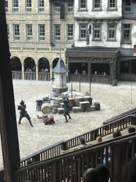 Actors on the stage of the Raveleijn theatre at the Marerijk kingdom, during the Raveleijn Parkshow