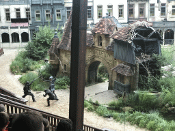 Actors on the stage of the Raveleijn theatre at the Marerijk kingdom, during the Raveleijn Parkshow