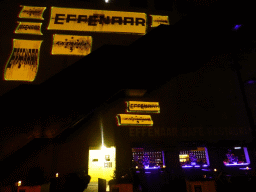 Projection on the Effenaar concert hall at the Dommelstraat street during the GLOW festival, by night