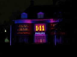 Light show `Parklaan Flashback` on the Villa Wijers building at the Parklaan street during the GLOW festival, by night