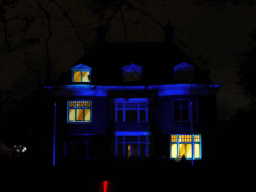 Light show `Parklaan Flashback` on the Villa Wijers building at the Parklaan street during the GLOW festival, by night